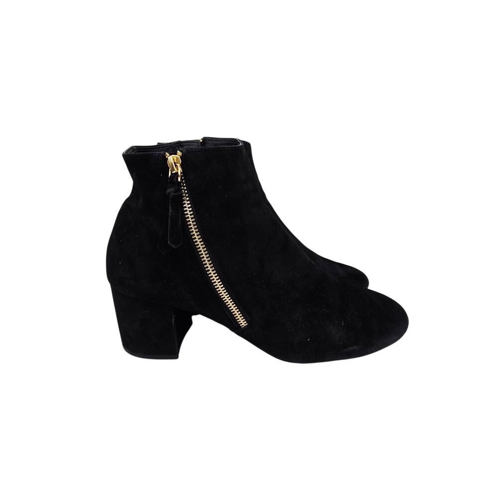 Cole Haan Women's Heeled Dual Zip Suede Booties Black 9.5